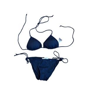 NWT Vintage Y2K Abercrombie & Fitch Navy Blue Triagnle String Bikini Set M/L